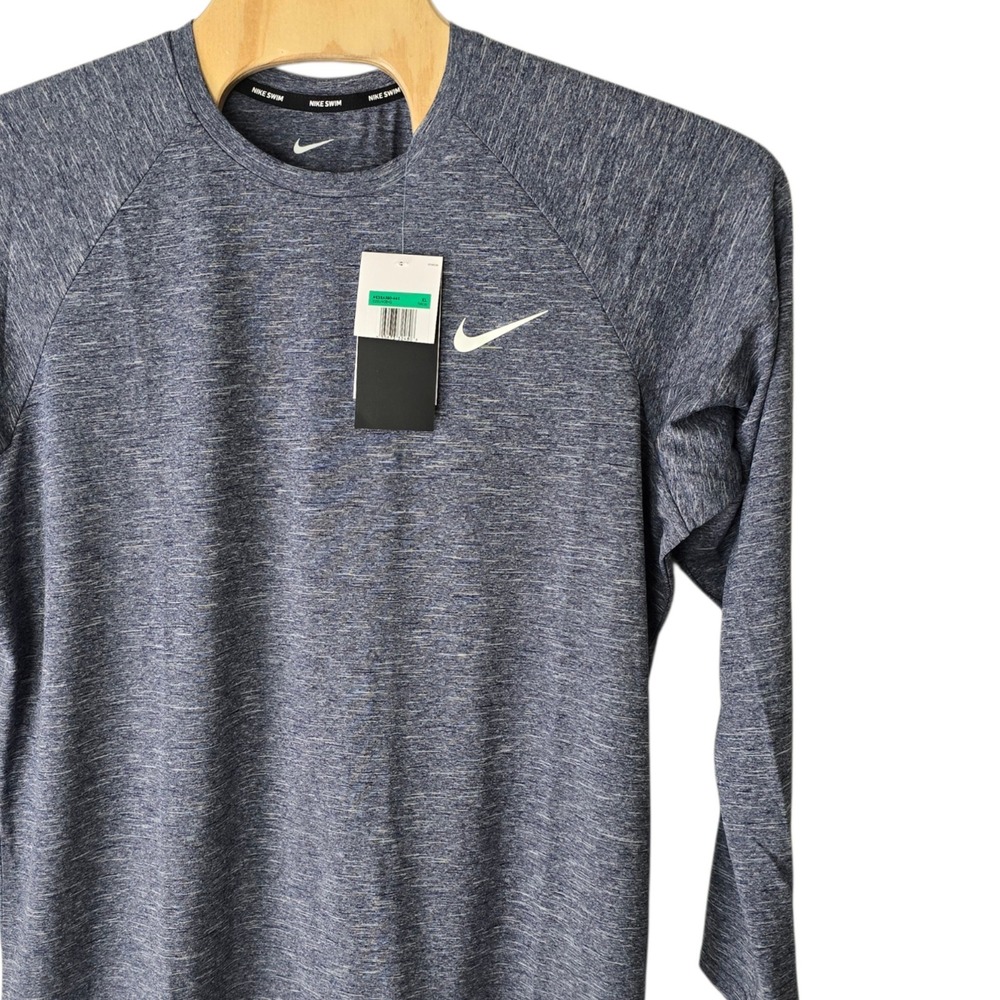 Nike Swim Dri-FIT Heathered Long Sleeve Rash Guard Midnight Navy NESSA590 XL